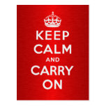 Keep Calm And Carry On Postcards