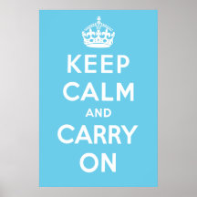 Keep Calm and Carry On Poster - Light Blue