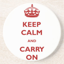 Keep Calm and Carry On (red) Beverage Coasters