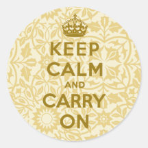 Keep Calm And Carry On Round Sticker
