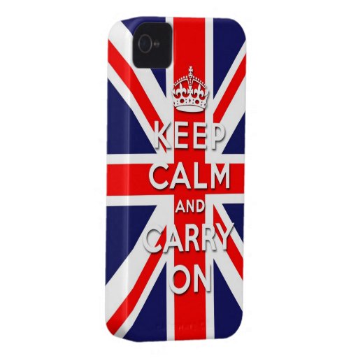keep calm and carry on Union Jack flag iPhone 4 Case-Mate Case