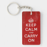Keep Calm and Carry On, Vintage Rectangle Acrylic Keychains