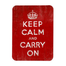 Keep Calm and Carry On, Vintage Red and White Vinyl Magnets