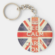 keep calm and carry on vintage Union Jack flag Key Chain
