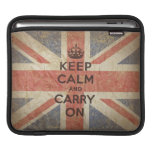 Keep Calm and Carry On with UK Flag. Sleeves For iPads