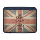 Keep Calm and Carry On with UK Flag. MacBook Sleeves