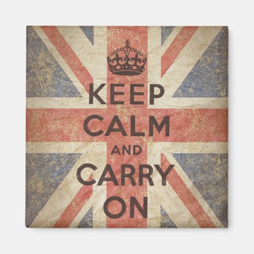Keep Calm and Carry On with UK Flag Refrigerator Magnet