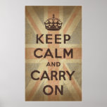 Keep Calm and Carry On with UK  Flag Print