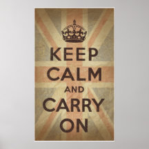Keep Calm and Carry On with UK  Flag Print