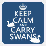 Keep Calm and Carry Swans - all colours Stickers