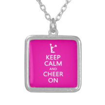 Keep Calm and Cheer On, Cheerleader Pink Custom Necklace