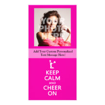 Keep Calm and Cheer On, Cheerleader Pink Photo Card