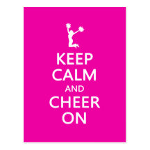 Keep Calm and Cheer On, Cheerleader Pink Post Card