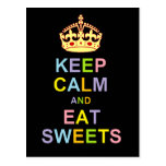 Keep Calm and Eat Sweets Postcards