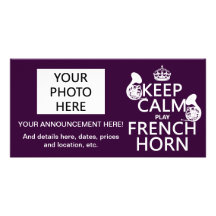 Keep Calm and French Horn (any background color) Custom Photo Card