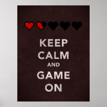 Keep Calm and Game On (Dark Red) Print