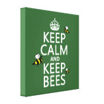 Keep Calm and Keep Bees - all colours Gallery Wrap Canvas