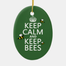 Keep Calm and Keep Bees - all colours Christmas Tree Ornaments