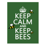 Keep Calm and Keep Bees - all colours Post Cards