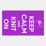 Keep Calm and Knit On Purple Stickers