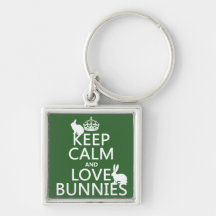 Keep Calm and Love Bunnies - all colours Keychains