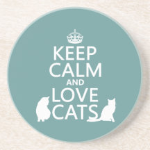 Keep Calm and Love Cats Beverage Coasters