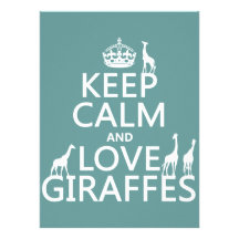 Keep Calm and Love Giraffes (any colour) Personalised Announcement
