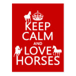 Keep Calm and Love Horses - all colours Postcards