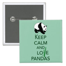 Keep Calm and Love Pandas Gift Art Print Pinback Buttons
