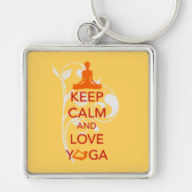 Keep Calm and Love Yoga - unique fun design Key Chain