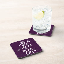Keep Calm and Play on - music notes - all colours Coasters