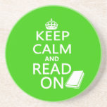 Keep Calm and Read On Beverage Coaster