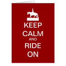 Keep calm and ride on greeting card