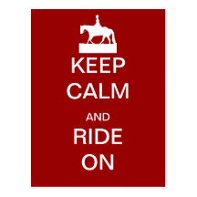 Keep calm and ride on post cards