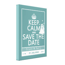 Keep Calm and Save The Date Lesbian Wedding Stretched Canvas Print