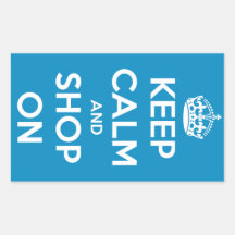 Keep Calm and Shop On Blue Sticker
