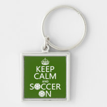 Keep Calm and Soccer On Key Chains