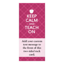 Keep Calm and Teach On, Pink Plaid Full Color Rack Card