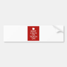 Keep Calm and TEACH on-red Bumper Stickers