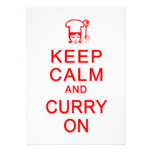 Keep Calm & Curry On invitation, customise