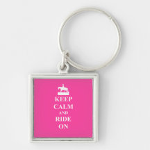 Keep calm & ride on (pink) key chain