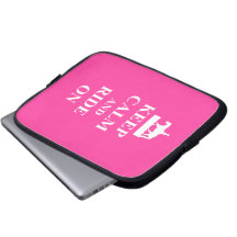 Keep calm & ride on (pink) laptop computer sleeves