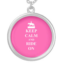 Keep calm & ride on (pink) necklace