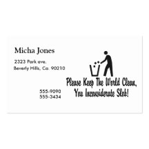 Keep The World Clean You Slob Business Card Template