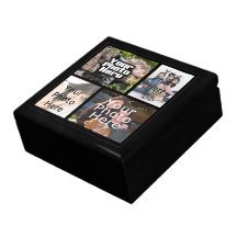 Keepsake Wood Jewellery/Valet Box, 4 Photo Collage Gift Box