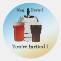Keg Party Invitation envelope seal Round Sticker