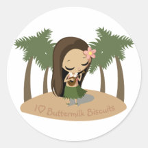 Keilana the Hula Girl Round Sticker