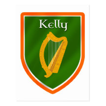 Kelly family crest kelly family name post cards