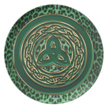 Kelly Green Celtic Leopard Print Plate