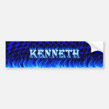 Kenneth blue fire and flames bumper sticker design
